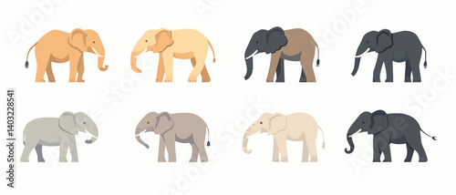 Various colored elephants illustration animal vector graphic design art
