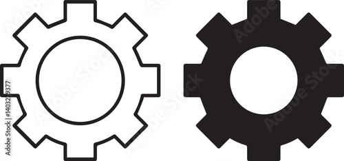 Gear icon, mechanical symbol, cog wheel, black and white, minimalist design, industrial settings icon, configuration symbol, 