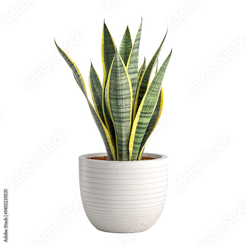 single snake plant in white tub