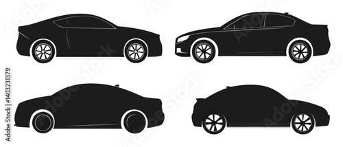 Four auto silhouette vector illustration for graphic design and artwork use