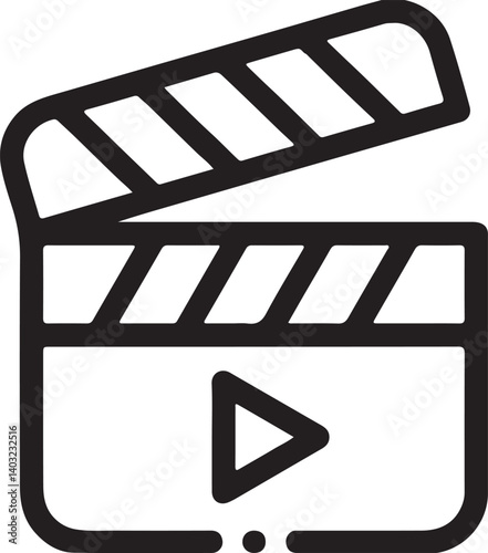 Clapperboard with Play Button Icon - Perfect for Video and Movie Projects