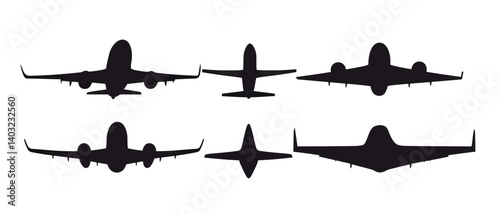 Airplane aviation vector silhouettes set for transport and travel design