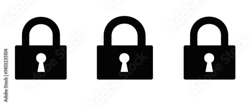 Three security locks vector illustration for secure data protection design