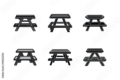 picnic table silhouette vector illustration