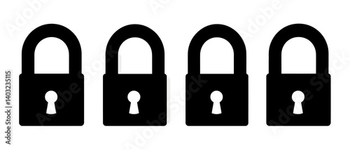 Four security locks icons vector illustration for data safety and privacy