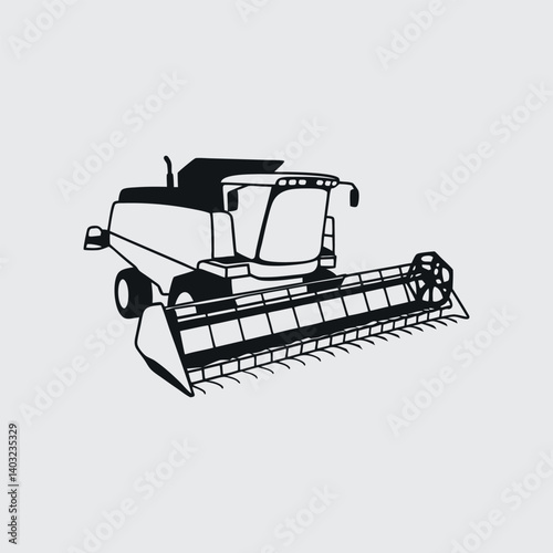 combine harvester vector silhouette on white background