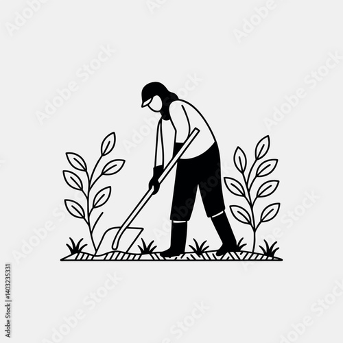 Cultivating weeder vector silhouette on white background