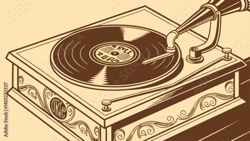 gramophone with vinyl record