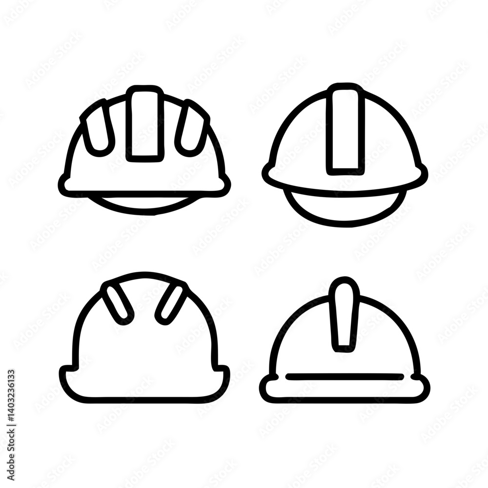Clean Vector Line Icons of Helmets and Hard Hats – EPS and SVG Format for Builders, Safety Engineers, Construction Posters and Industrial Layouts. Clean Vector Line Icons of Helmets and Hard Hats – EPS and SVG Format for Builders, Safety Engineers, Construction Posters and Industrial Layouts.