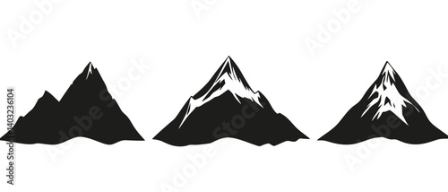 Mountain range peaks vector illustration set for adventure and travel logo