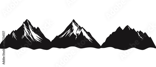 Three mountain peaks vector illustration for outdoor adventure and travel logo