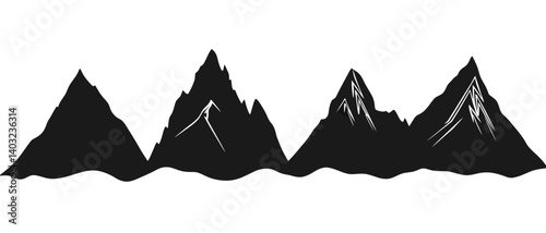 Mountain range silhouette vector illustration peaks and snow capped peaks