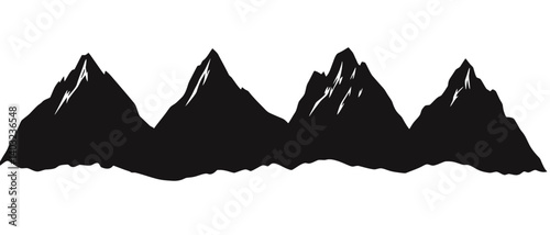 Mountain range vector peaks silhouette illustration for outdoor adventure