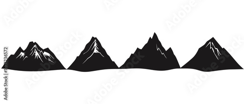 Explore vector mountain range peaks silhouette drawing nature landscape