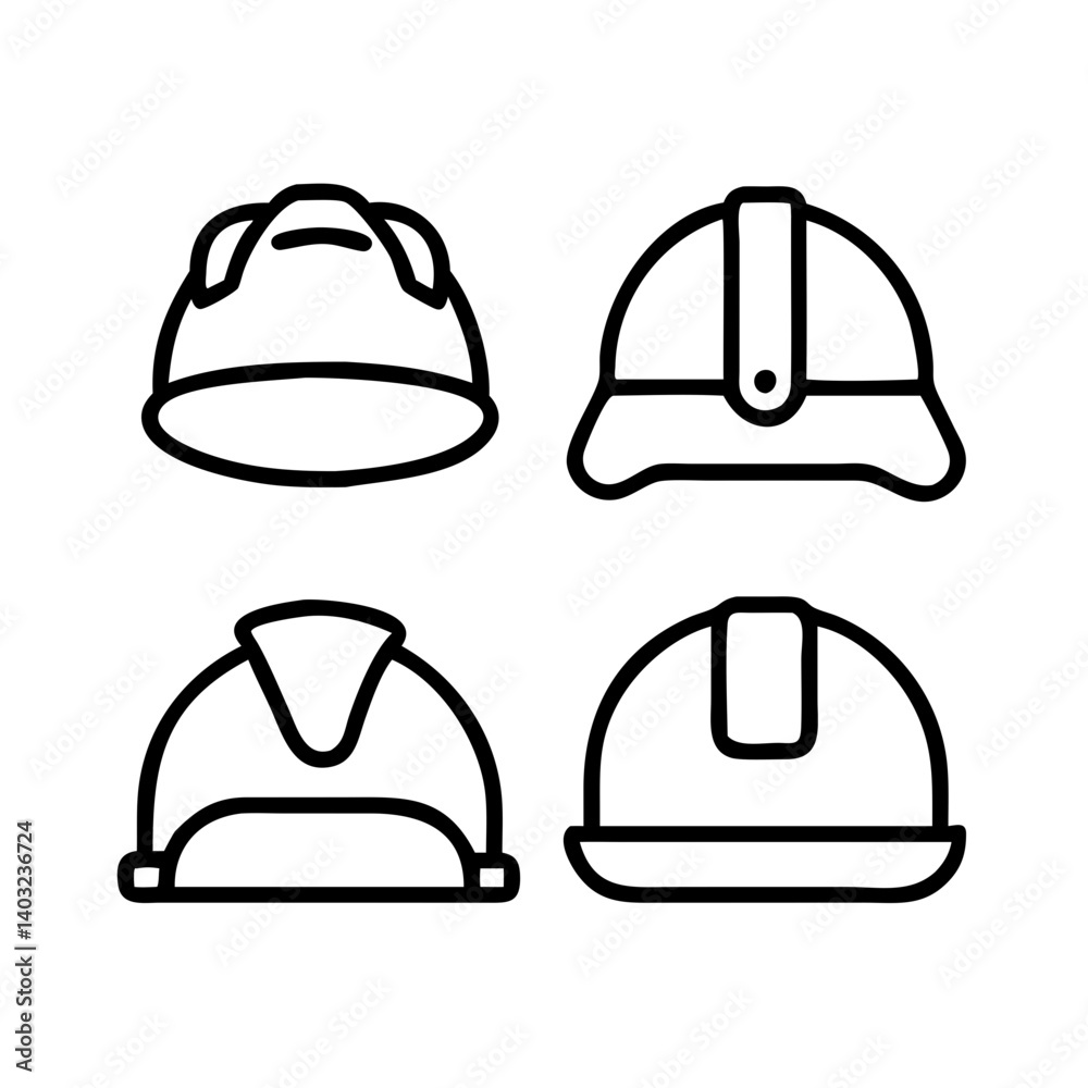 EPS and SVG Outline Icons of Helmets and Hard Hats – Clean Vector Set for Industrial Tools, Construction Safety Posters, and PPE Infographics. EPS and SVG Outline Icons of Helmets and Hard Hats – Clean Vector Set for Industrial Tools, Construction Safety Posters, and PPE Infographics.