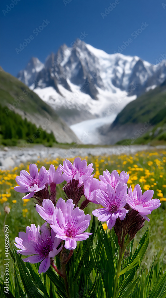 Obraz premium glacier mountain flowers