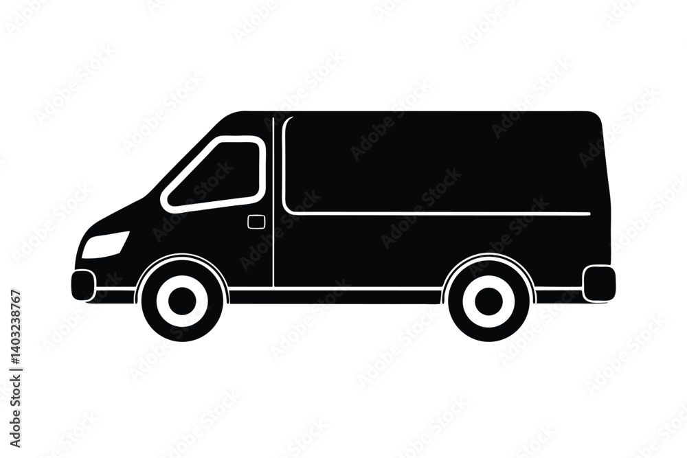 Simple black silhouette of a delivery van. Simple black silhouette of a delivery van.