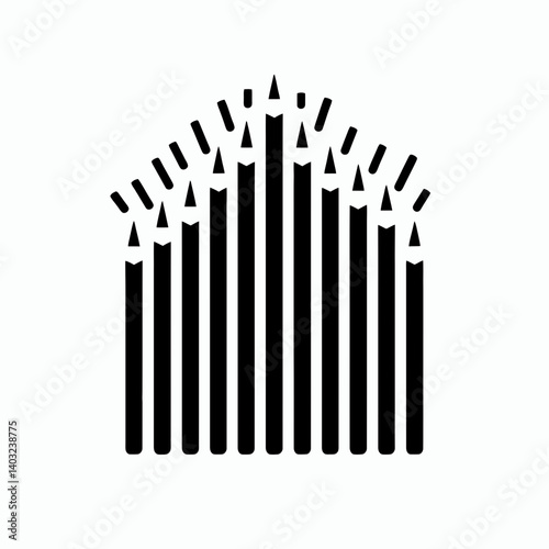very simple flat and single minimalist Pencil Lead Silhouettes in black on a white background 