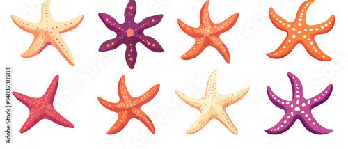 Colorful starfish collection vector illustration sea life ocean creatures art
