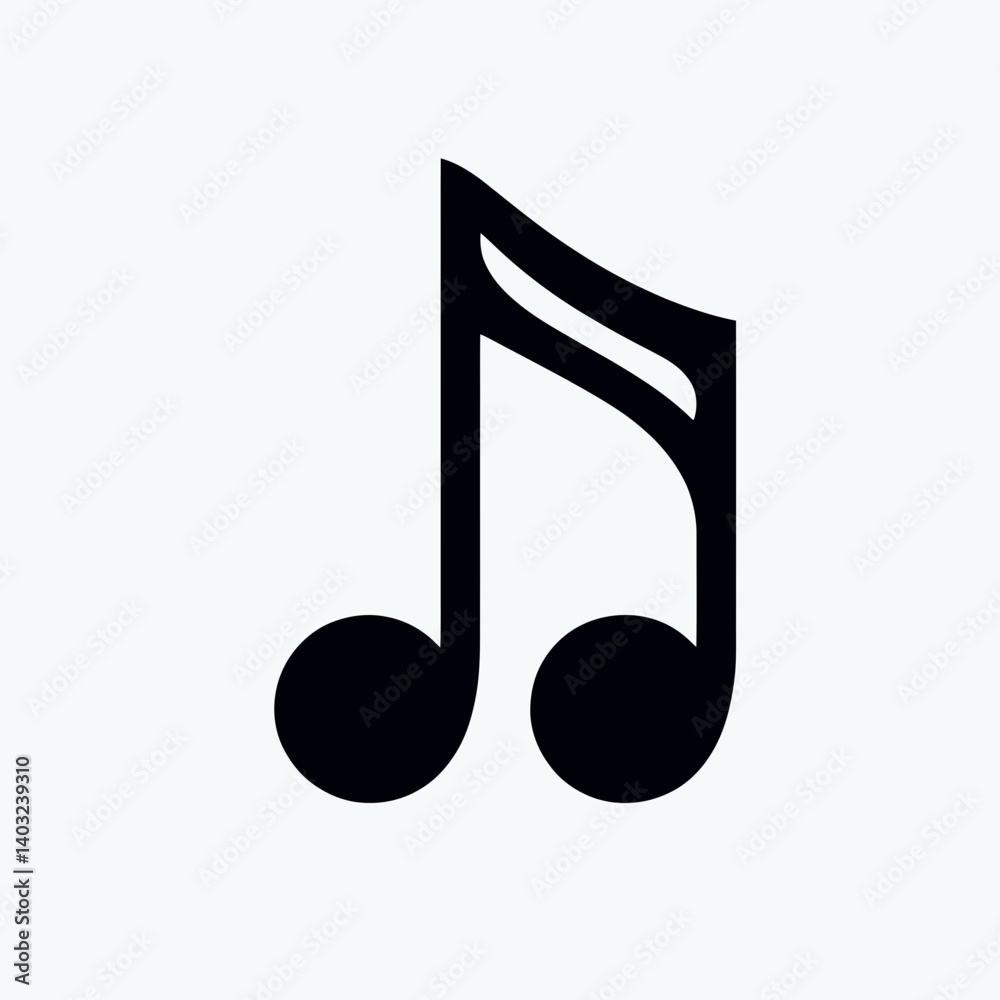 very simple flat and single minimalist Musical Note Silhouettes in black on a white background very simple flat and single minimalist Musical Note Silhouettes in black on a white background