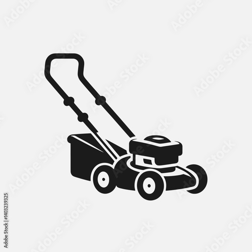 very simple flat and single minimalist Lawnmower Handle Silhouettes in black on a white background 