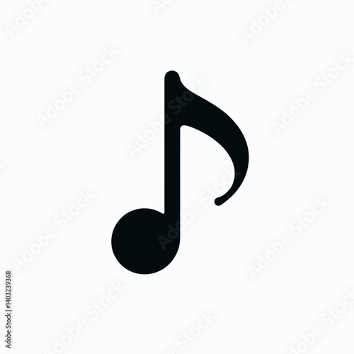 very simple flat and single minimalist Musical Note Silhouettes in black on a white background 