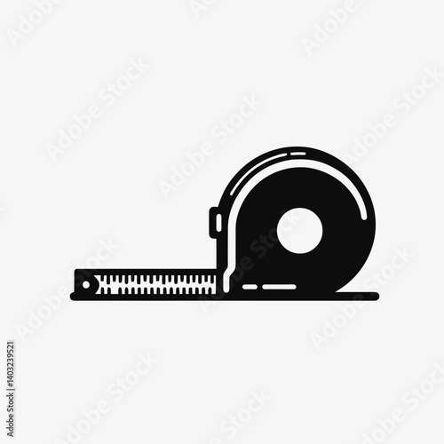 very simple flat and single minimalist Measuring Tape Edge Silhouettes in black on a white background 