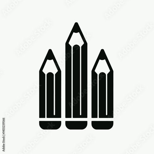very simple flat and single minimalist Pencil End Silhouettes in black on a white background