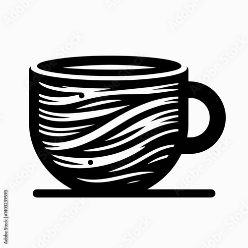 very simple flat and single minimalist Mug Rim Silhouettes in black on a white background 