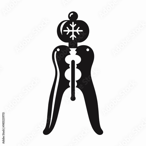 very simple flat and single minimalist Nutcracker Handle Silhouettes in black on a white background 