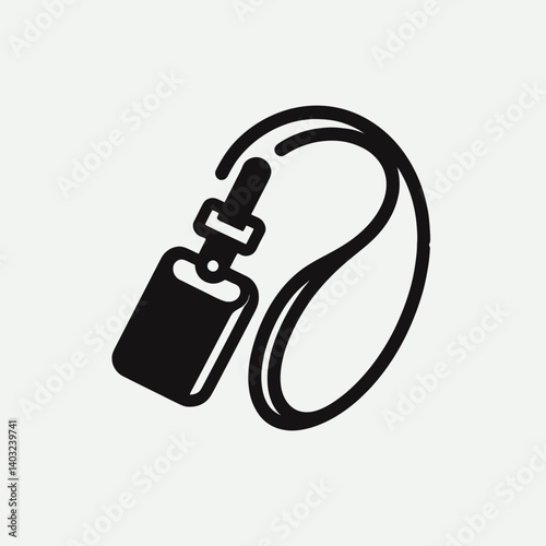 very simple flat and single minimalist Lanyard Clip Silhouettes in black on a white background 