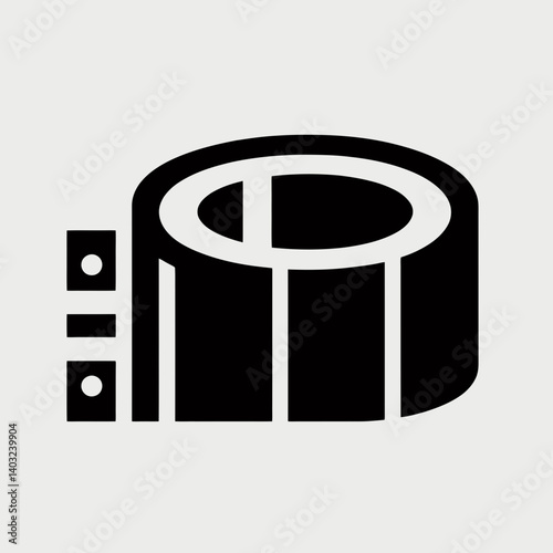 very simple flat and single minimalist Measuring Tape Edge Silhouettes in black on a white background 