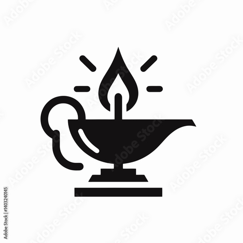 very simple flat and single minimalist Oil Lamp Silhouettes in black on a white background 