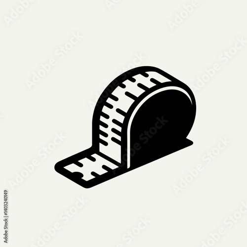 very simple flat and single minimalist Measuring Tape Edge Silhouettes in black on a white background 
