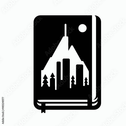 very simple flat and single minimalist Notepad Edge Silhouettes in black on a white background