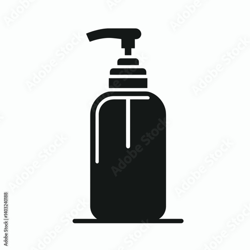 very simple flat and single minimalist Lotion Bottle Pump Silhouettes in black on a white background 