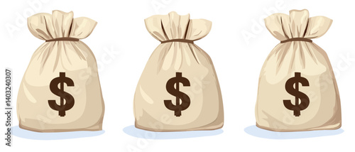 Money bags vector illustration wealth finance investment cash currency savings