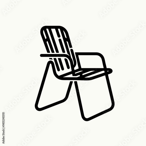 very simple flat and single minimalist Lawn Chair Frame Silhouettes in black on a white background 