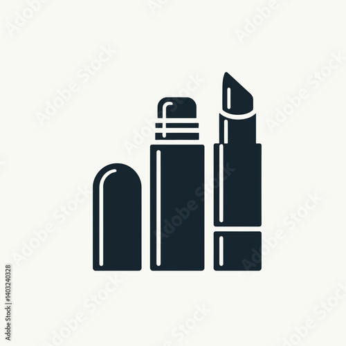 very simple flat and single minimalist Lip Balm Stick Silhouettes in black on a white background 
