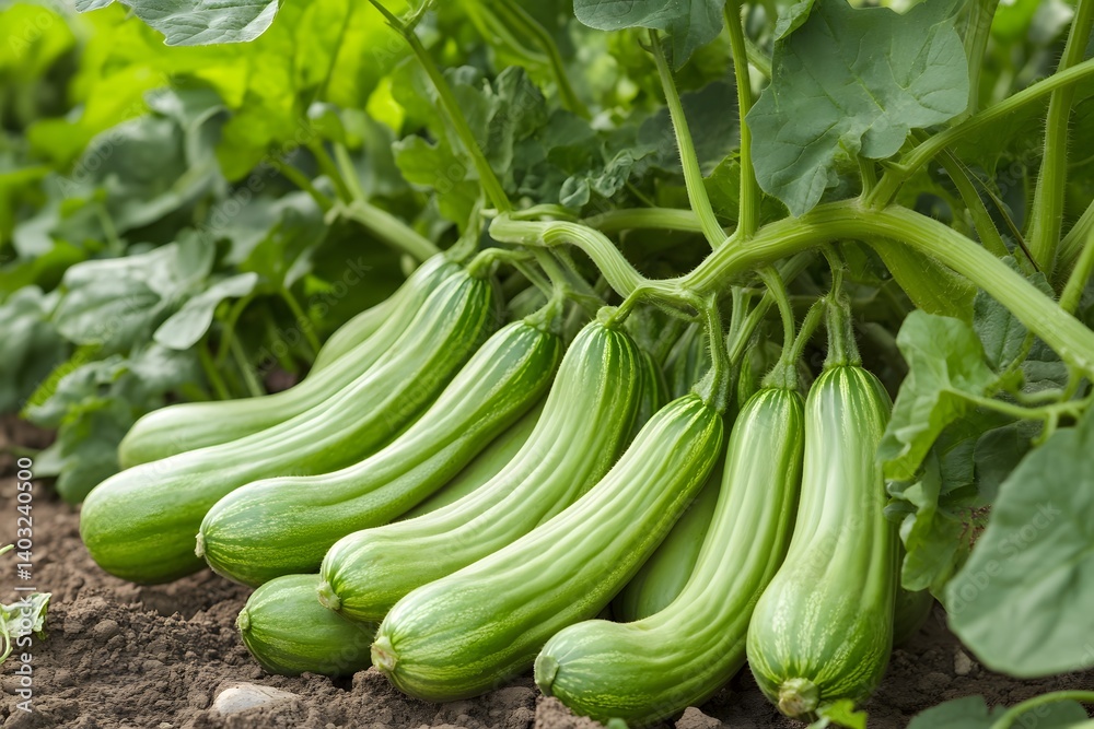 Fresh Green Zucchini Growing on Vine Abundant Harvest Organic Vegetable Farm Fresh Green Zucchini Growing on Vine Abundant Harvest Organic Vegetable Farm