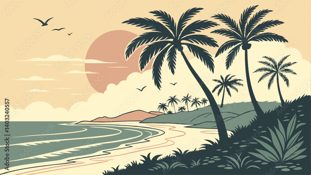 Fototapeta premium palm trees on the beach