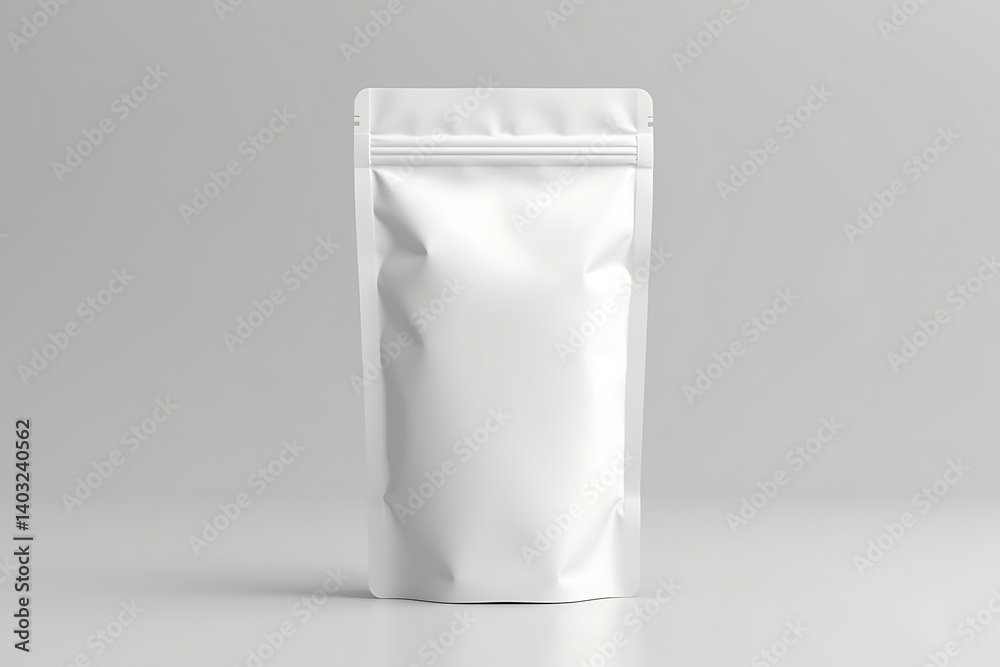 Blank White Stand Up Pouch Mockup on Gray