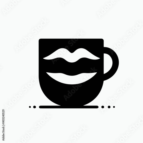 very simple flat and single minimalist Mug Lip Silhouettes in black on a white background 
