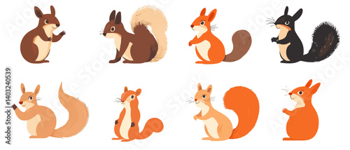Cute squirrel vector art collection of forest animals for kids design asset