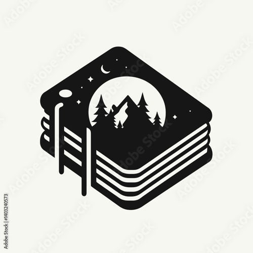 very simple flat and single minimalist Notepad Edge Silhouettes in black on a white background 