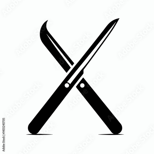 very simple flat and single minimalist Letter Opener Silhouettes in black on a white background 