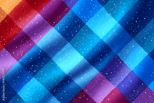 Abstract colorful diagonal plaid pattern with shimmering texture. Generative AI
