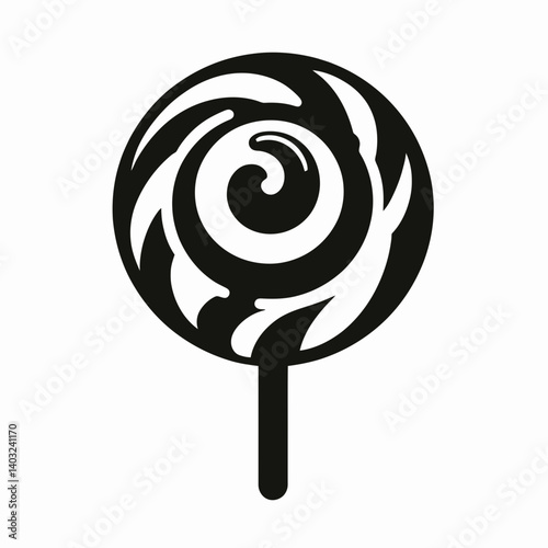 very simple flat and single minimalist Lollipop Twist Silhouettes in black on a white background 
