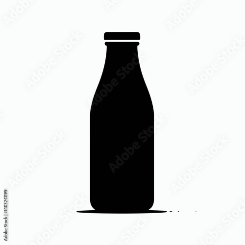 very simple flat and single minimalist Milk Bottle Neck Silhouettes in black on a white background 