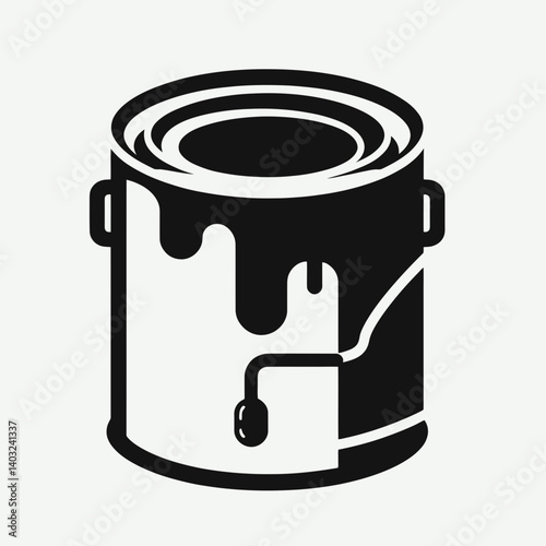 very simple flat and single minimalist Paint Can Handle Silhouettes in black on a white background 